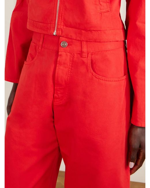 Alaïa Red Mid-Rise Wide-Leg Jeans