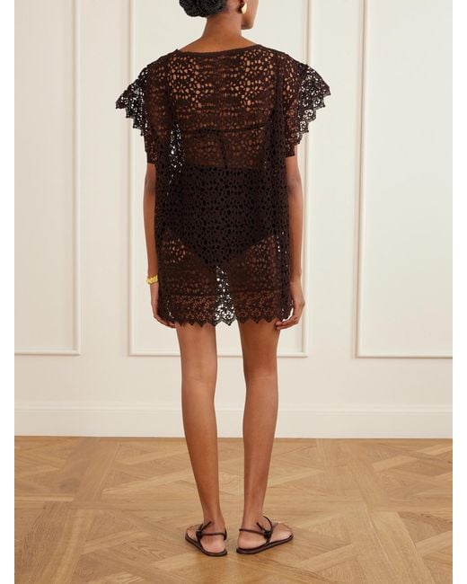 Suzie Kondi Black Kristina Crocheted Cotton Mini Dress