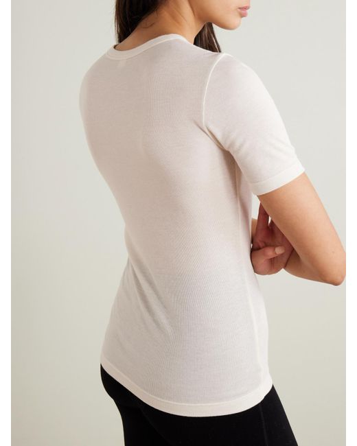 Totême  Natural T-Shirt Aus Rippstrick