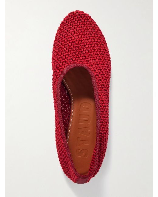 Staud Red Alba Ballerinas Aus Häkelmaterial Mit Ripsbandbesätzen