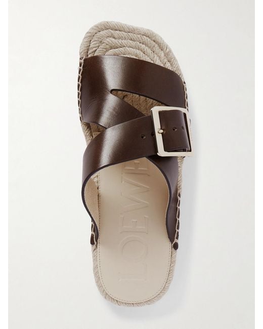 Loewe Brown Paula's Ibiza Leather Platform Sandals