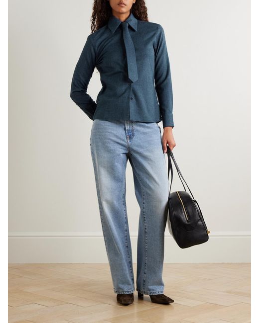 Kallmeyer Blue Billie Tie-Detailed Wool-Twill Shirt