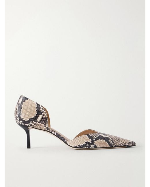 Victoria Beckham Natural Angle D'Orsay 55 Snake-Effect Leather Pumps