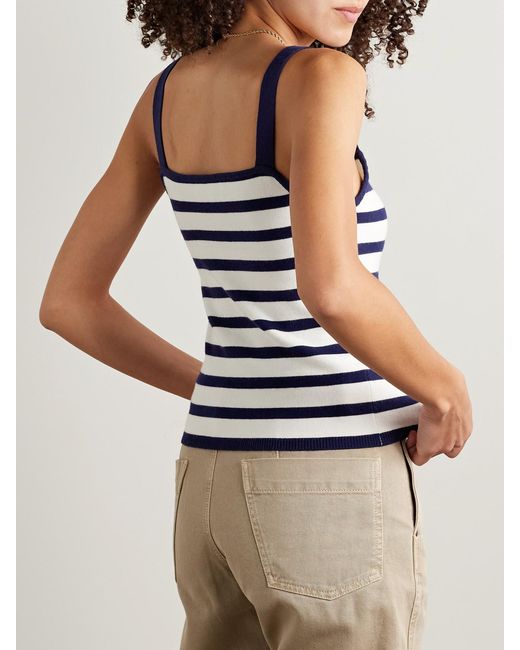 La Ligne Blue Striped Cotton-Blend Tank