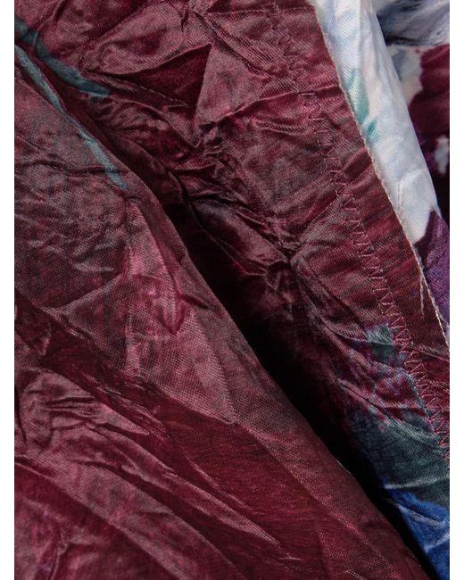 Erdem Purple Floral-Print Crinkled Duchesse-Satin Midi Skirt