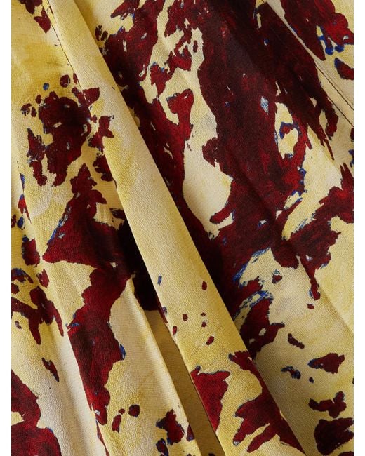 Proenza Schouler Natural Adelide Draped Paneled Printed Crepe Midi Dress