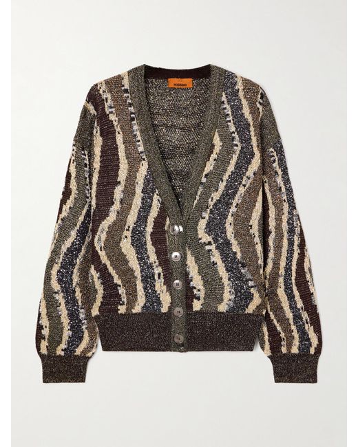 Missoni Black Sequin-Embellished Striped Metallic Jacquard-Knit Cardigan