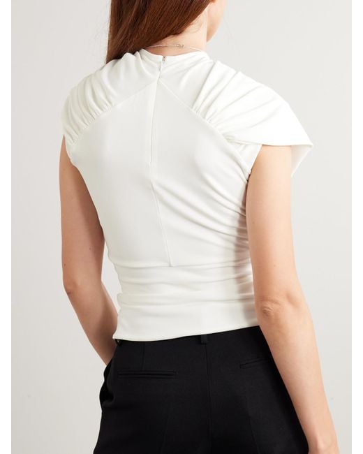 Kallmeyer White Jocelyn Draped Stretch-Jersey Top