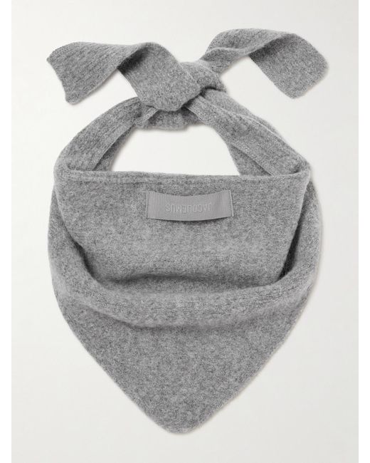 Jacquemus Gray Schal Aus Gebürstetem Strick Mit Applikation
