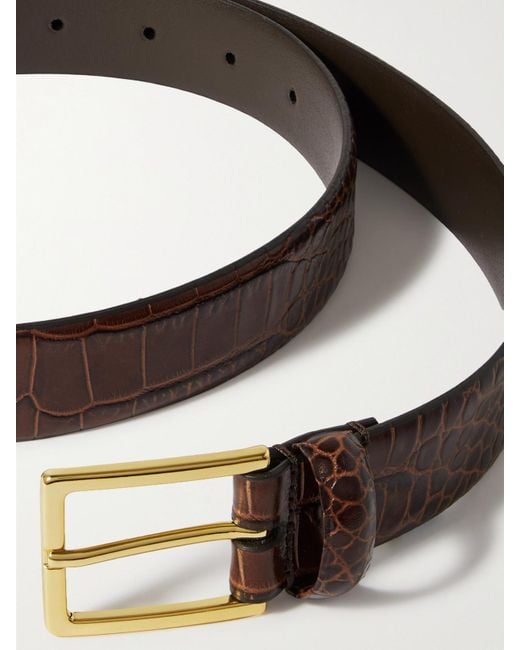 Andersons Brown Croc-Effect Leather Belt