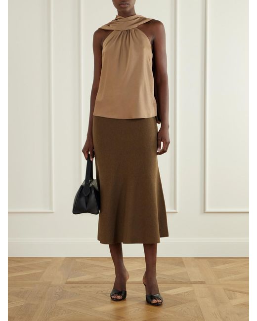 Jonathan Simkhai Brown Wool Midi Skirt