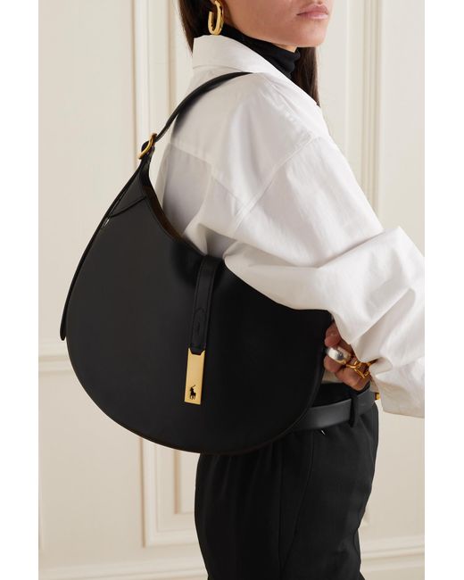 Polo Ralph Lauren Polo Id Medium Leather Shoulder Bag in Black | Lyst