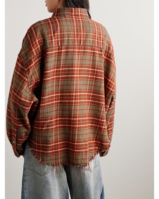 R13 Brown Hemd Aus Kariertem Baumwollflanell Mit Fransen