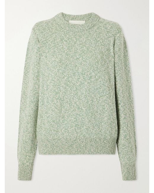 James Purdey & Sons Green Mélange Wool And Cotton-Blend Sweater