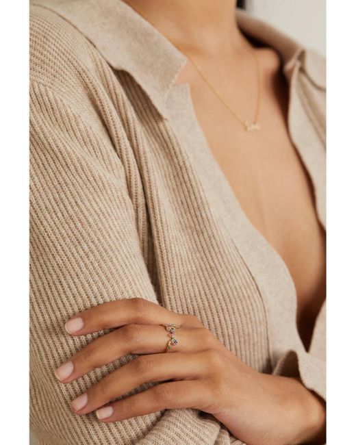 Sydney Evan Metallic Large Love 14-Karat Multi-Stone Ring