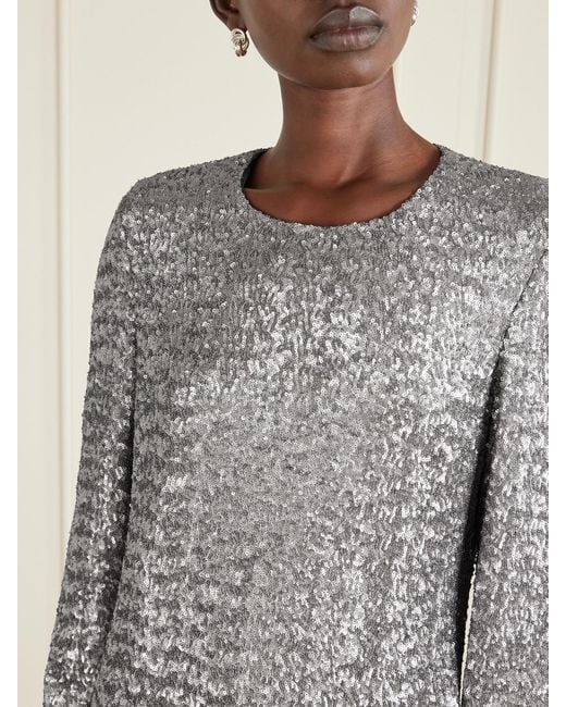 Veronica de Piante Gray Layla Sequined Tulle Mini Dress