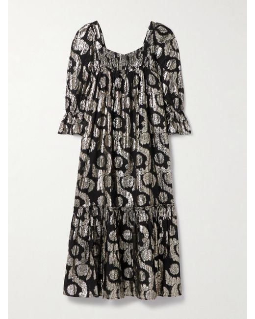 Alix Of Bohemia Black Lilium Cotton And Lurex-Blend Midi Dress