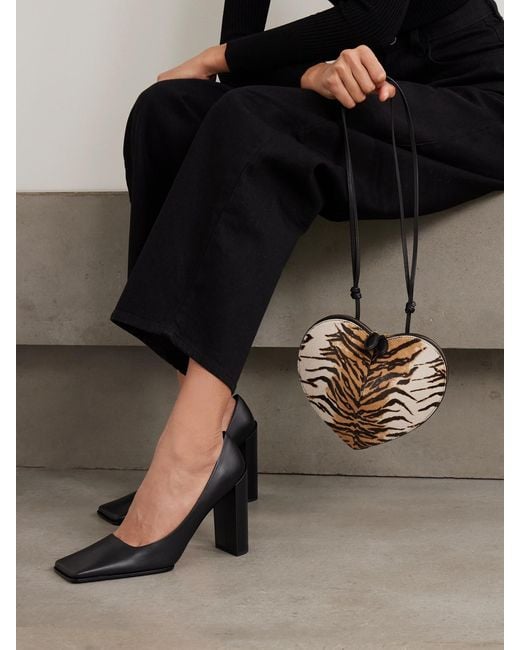 Alaïa White Le Coeur Animal-Print Leather-Trimmed Calf Hair Shoulder Bag