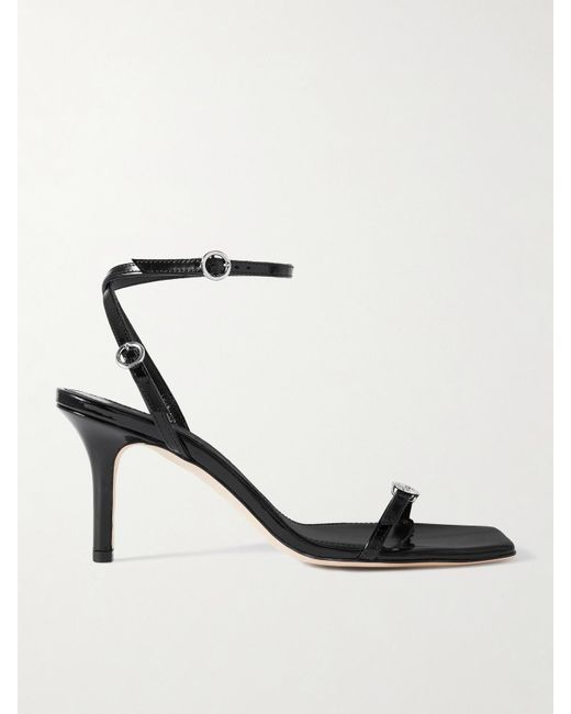 Aeyde White Hallie Patent-Leather Sandals