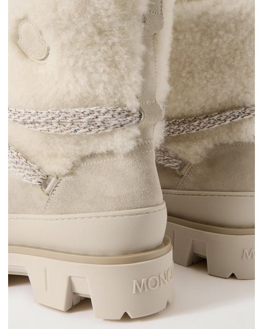 Moncler Natural Peak Apres Shearling-Trimmed Suede Ankle Boots