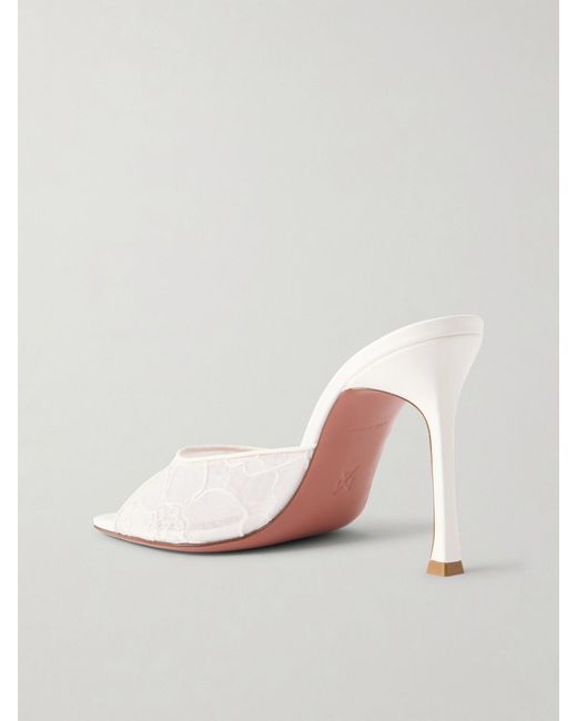 AMINA MUADDI Natural Alexa 95 Satin And Corded-Lace Sandals