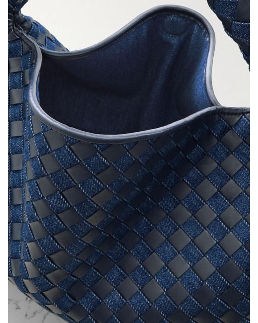 Bottega Veneta Blue Hop Large Intrecciato Leather And Denim Tote