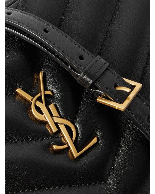 Saint Laurent Black Loulou Matelassé Textured-Leather Shoulder Bag