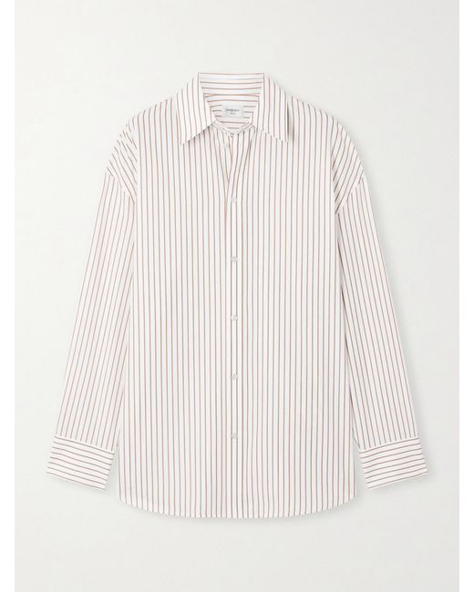 Saint Laurent White Oversized Striped Cotton-Poplin Shirt
