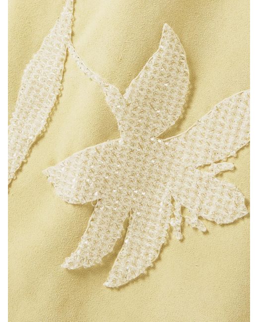 16Arlington Yellow Dafne Embellished Suede Midi Skirt