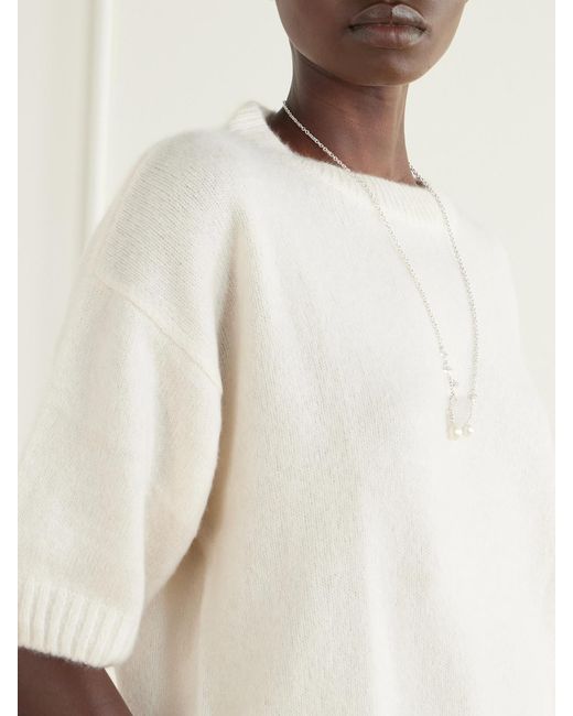 Allude White Cashmere And Silk-Blend Sweater