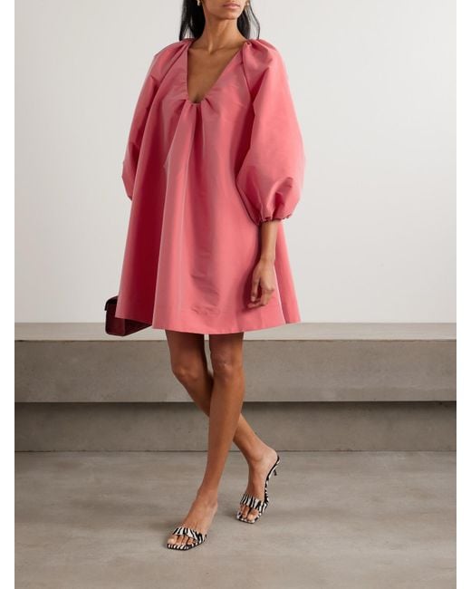 BERNADETTE George Gathered Taffeta Mini Dress in Pink | Lyst UK