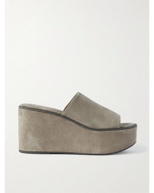 Brunello Cucinelli Gray Classic High Mule