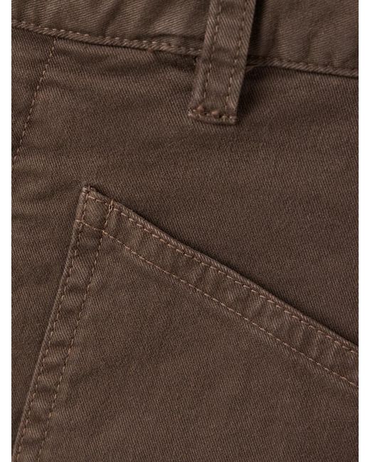 Nili Lotan Brown Shon Brushed Stretch-Cotton Twill Barrel-Leg Pants
