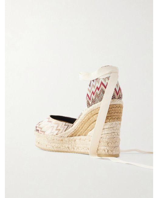 Missoni Natural Eva 80 Striped Woven Wedge Sandals