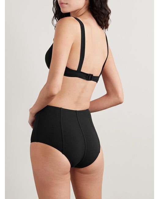 Lisa Marie Fernandez Black Magdalena Bikini Aus Crêpe Mit Zierknöpfen