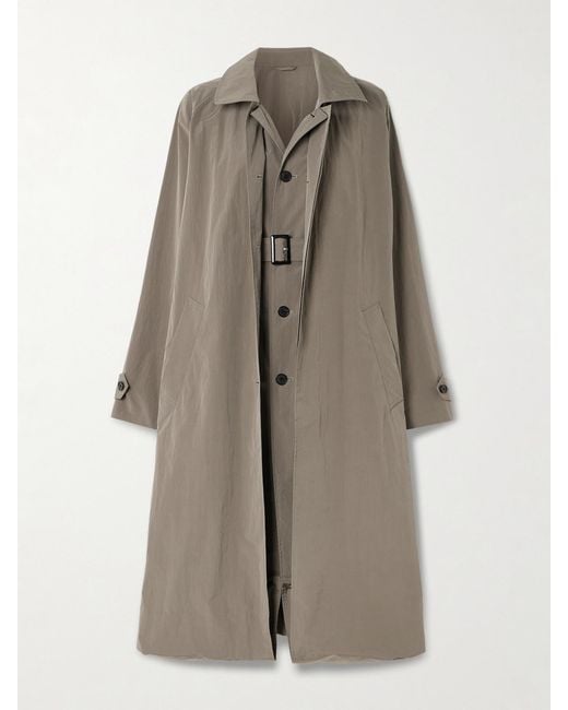 Ssstein Natural Layered Crinkled-Shell Trench Coat