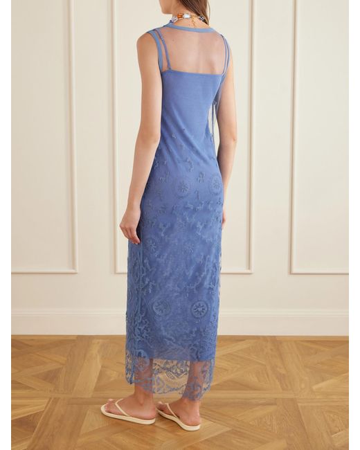 Sir Blue Leif Embroidered Tulle Midi Dress
