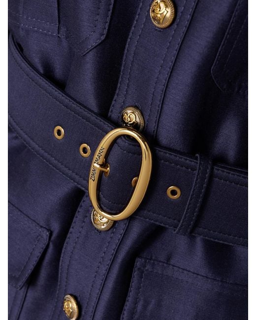 Zimmermann Blue Jacke Aus Einer Woll-Seidenmischung Mit Gürtel