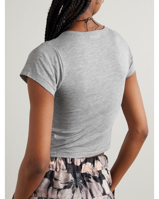 ÉTERNE Gray Baby Tee Cropped Cotton And Modal-Blend Jersey T-Shirt
