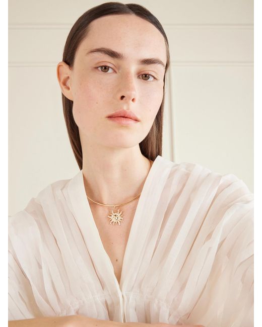 Marlo Laz Natural El Sol 14-Karat Diamond Pendant Necklace