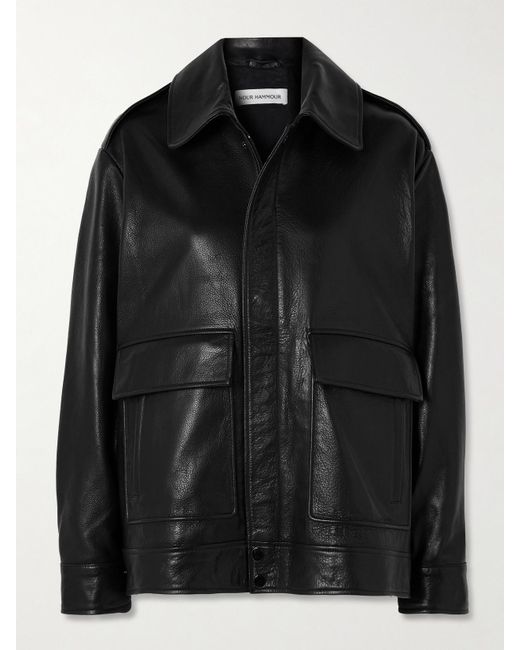 Nour Hammour Black Drey Leather Biker Jacket