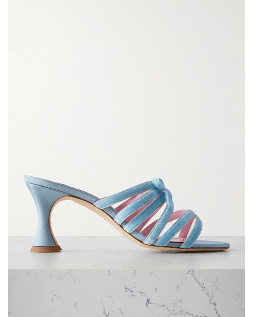 Manolo Blahnik Blue Clementel 70 Mules Aus Samt Und Satin