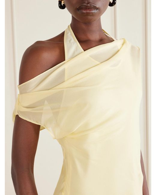 Sir Yellow Strope Silk-Chiffon Gown
