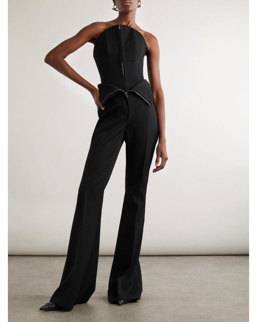 McQueen Black Wool-Twill Flared Pants
