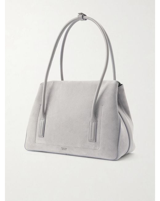 Tom Ford Gray Suede Shoulder Bag