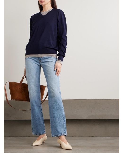 SLVRLAKE Denim Blue Kendra High-Rise Straight-Leg Jeans