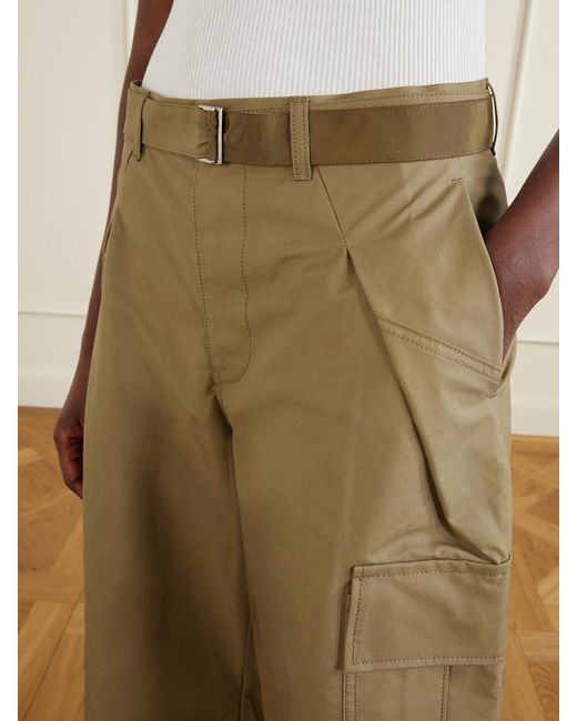 Sacai Natural Cotton Wide-Leg Cargo Pants