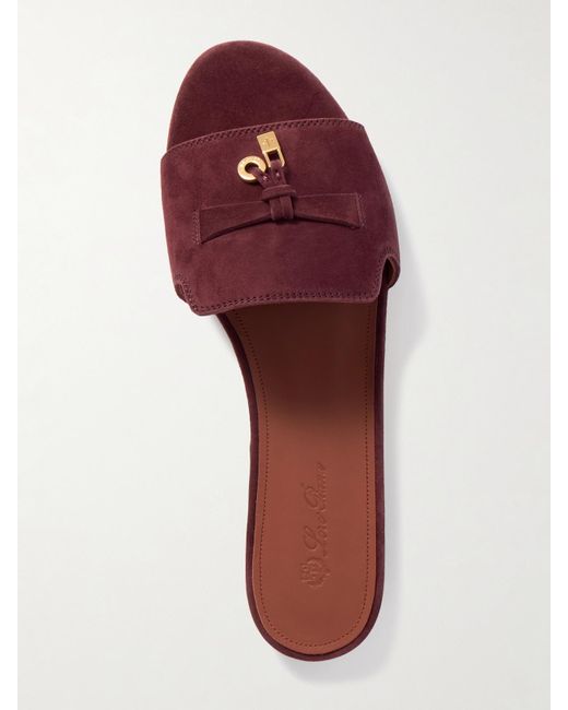 Loro Piana Brown Summer Charms Suede Slides