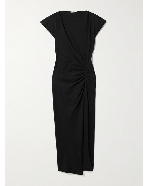Robe Longue Asymétrique En Jersey De Coton À Fronces Nadela Isabel Marant en coloris Black