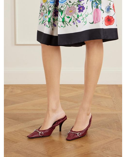 Gucci Pink Vittoria 75 Horsebit-Embellished Leather Pumps